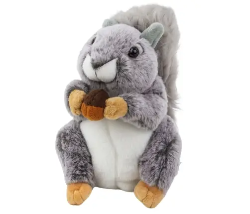Plush Toy Squirrel with a Nut, Gray, 22cm