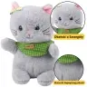 Plush Mascot Cuddly Toy Cat Gray Green Scarf Bow 22cm
