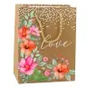 Gift Bag Love Inscription Flowers 23 x 18 x 10.5 cm