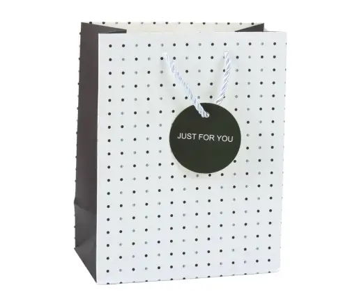 Gift Bag With Dots Inscription Just For You 23 x 18 x 10.5 cm