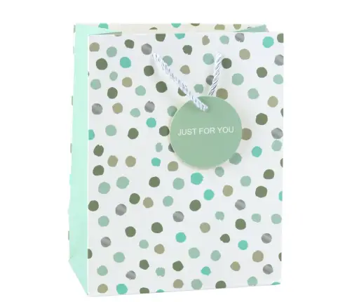 Gift Bag With Dots Inscription Just For You 23 x 18 x 10.5 cm