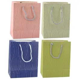 Paper Gift Bag Silver Wavy Lines 23 x 18 x 10.5 cm Paper Gift Bag Silver Wavy Lines 23 x 18 x 10.5 cm