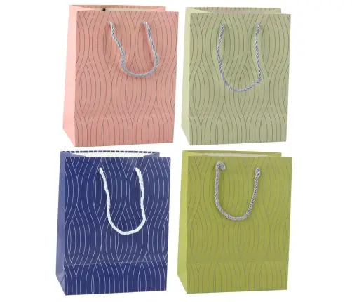 Paper Gift Bag Silver Wavy Lines 23 x 18 x 10.5 cm