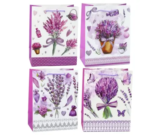 Lavender Paper Gift Bag Glitter Elements 23 x 18 x 10.5 cm
