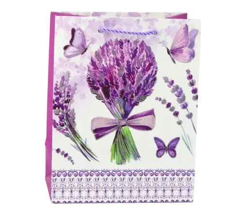 Lavender Paper Gift Bag Glitter Elements 23 x 18 x 10.5 cm