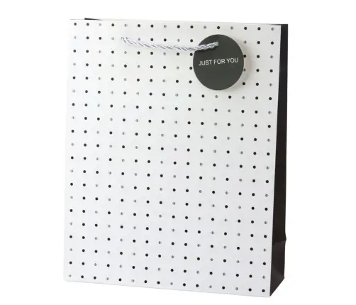 Classic Polka Dot Gift Bag with Just For You Pendant 32 x 26 x 10 cm