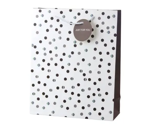 Classic Polka Dot Gift Bag with Just For You Pendant 32 x 26 x 10 cm