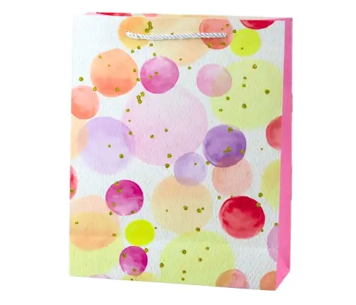 Geschenktüte with Aquarell-Pastell-Punkten, 32 × 26 × 10 cm