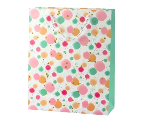 Geschenktüte with Aquarell-Pastell-Punkten, 32 × 26 × 10 cm