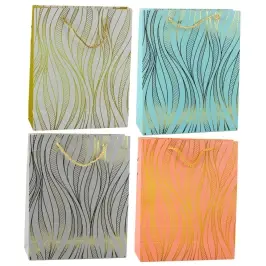 Paper Gift Bag Wavy Lines Gold 32 x 26 x 12 cm Paper Gift Bag Wavy Lines Gold 32 x 26 x 12 cm