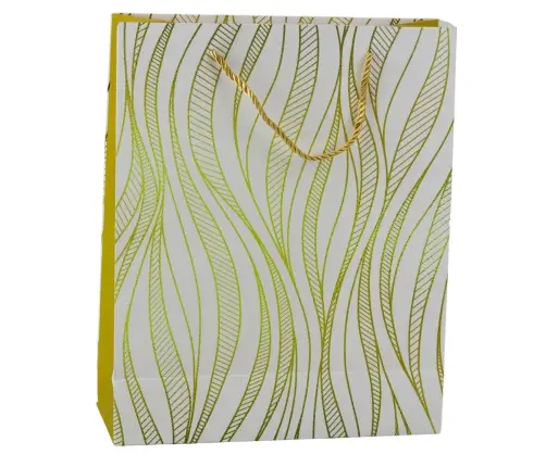 Paper Gift Bag Wavy Lines Gold 32 x 26 x 12 cm