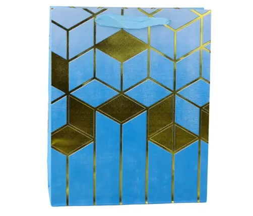 Paper Gift Bag Geometric Patterns Gold 32 x 26 x 12 cm
