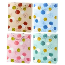 Gift Bag Dot Pattern Gold Pastel 32 × 26 × 10 cm