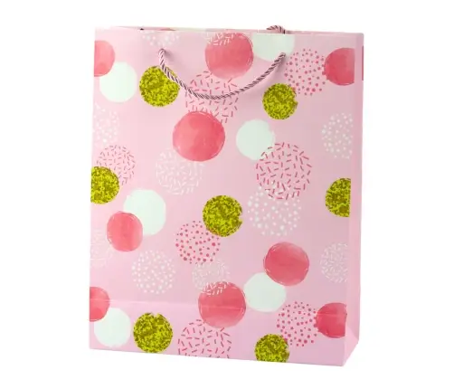 Gift Bag Dot Pattern Gold Pastel 32 × 26 × 10 cm