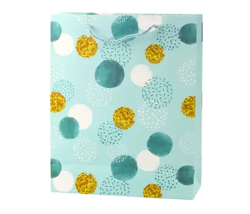 Gift Bag Dot Pattern Gold Pastel 32 × 26 × 10 cm