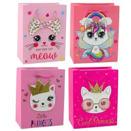 Paper Gift Bag Kittens Glitter Pink 23 x 18 x 10.5 cm