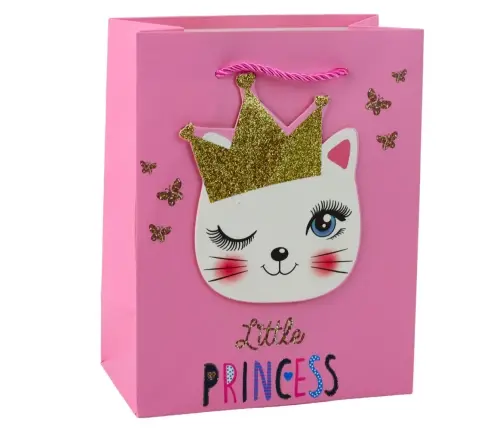 Paper Gift Bag Kittens Glitter Pink 23 x 18 x 10.5 cm