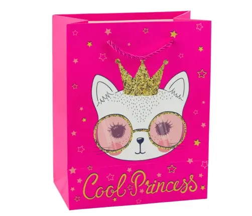 Paper Gift Bag Kittens Glitter Pink 23 x 18 x 10.5 cm