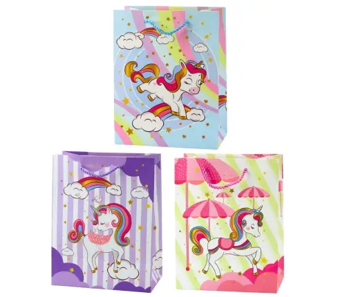 Children's Gift Bag Unicorn Colorful 23 x 16 x 10 cm