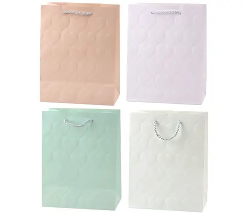 Elegant Gift Bag Embossed Hearts 23 x 18 x 10.5 cm