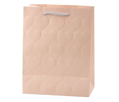 Elegant Gift Bag Embossed Hearts 23 x 18 x 10.5 cm