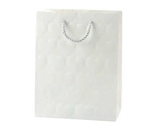 Elegant Gift Bag Embossed Hearts 23 x 18 x 10.5 cm