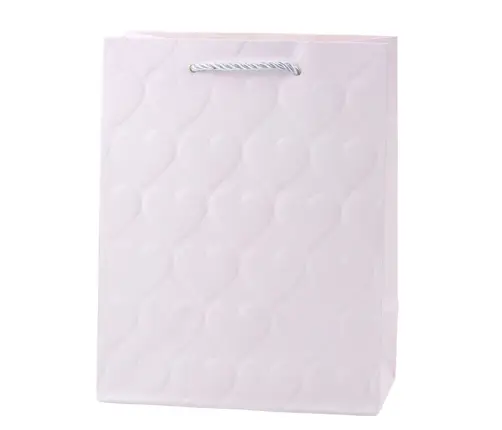 Elegant Gift Bag Embossed Hearts 23 x 18 x 10.5 cm