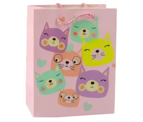 Paper Gift Bag Cats Glitter 23 x 18 x 10.5 cm