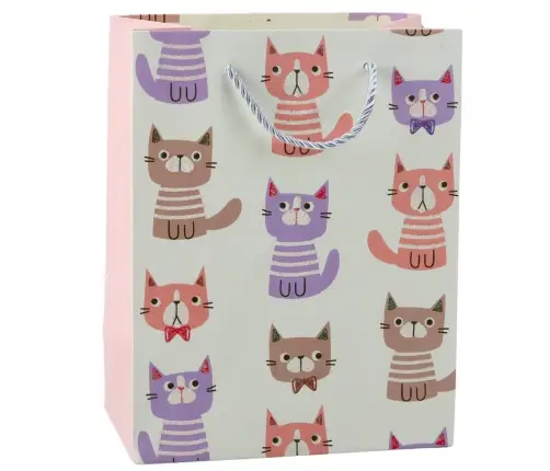 Paper Gift Bag Cats Glitter 23 x 18 x 10.5 cm