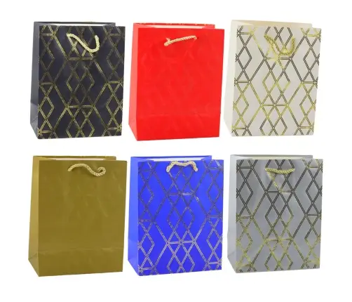 Paper Gift Bag Elegant Gold Patterns 23 x 18 x 10.5 cm