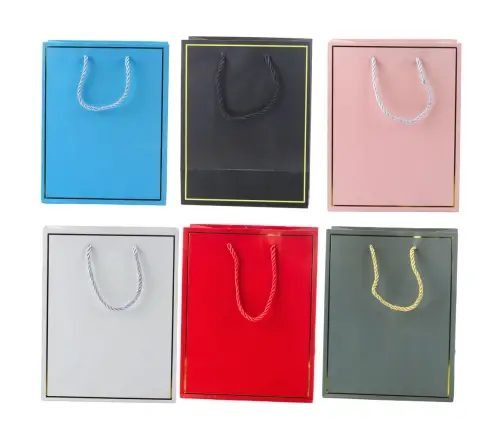 Gift Bag with Gold Frame Mix Color 23 x 18 x 10 cm