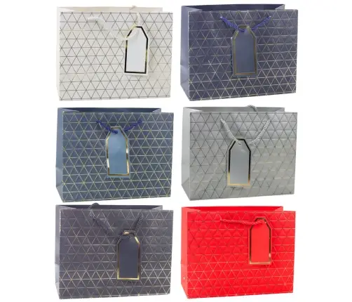 Geometric Gift Bag Gold Lines 23 x 18 x 10cm