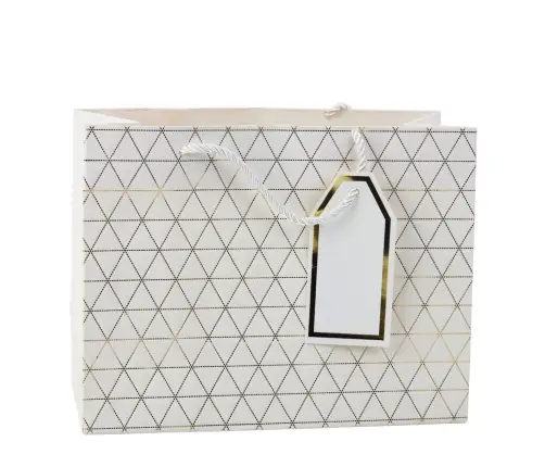 Geometric Gift Bag Gold Lines 23 x 18 x 10cm