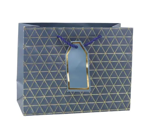 Geometric Gift Bag Gold Lines 23 x 18 x 10cm