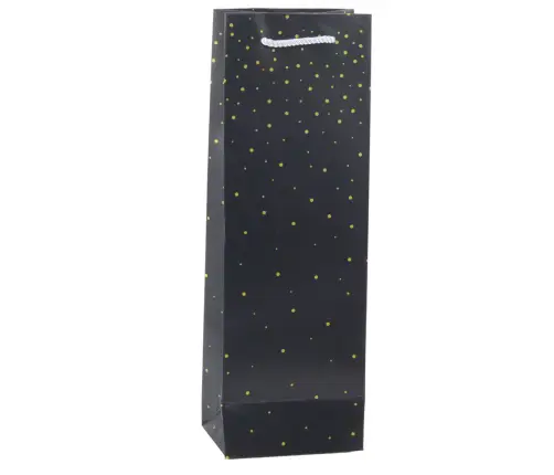 Wine Bottle Paper Gift Bag Gold Dots 35 x 12 x 9 cm