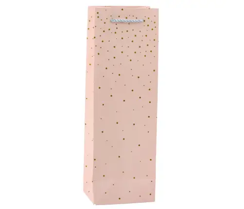 Wine Bottle Paper Gift Bag Gold Dots 35 x 12 x 9 cm