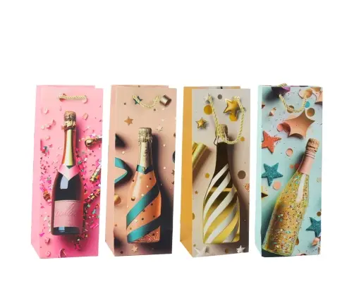 Paper Gift Bag For Champagne Bottle Pastel 35 x 12 x 9 cm