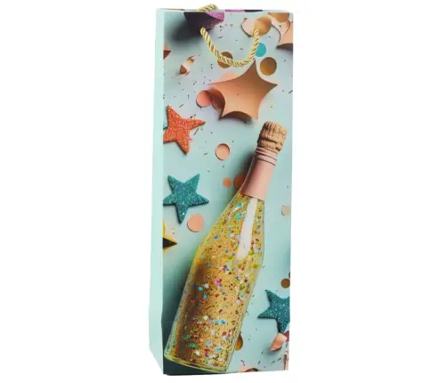 Paper Gift Bag For Champagne Bottle Pastel 35 x 12 x 9 cm