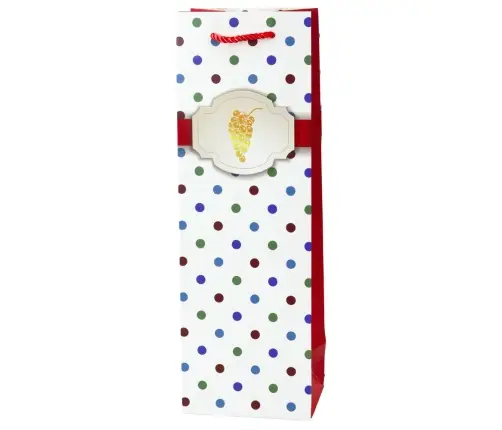 Wine Bottle Gift Bag with Polka Dots 35 x 12 x 9 cm