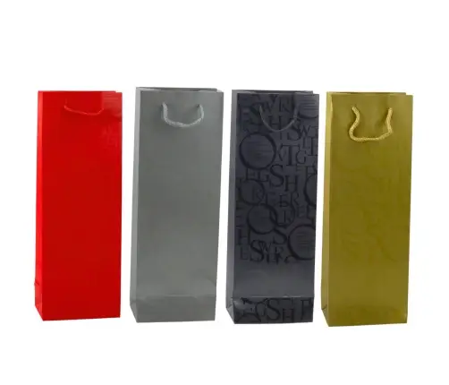 Wine Bottle Gift Bag Pattern With Inscriptions 35 x 12 x 9 cm
