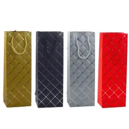 Wine Bottle Paper Gift Bag Silver Elements 35 x 12 x 9 cm