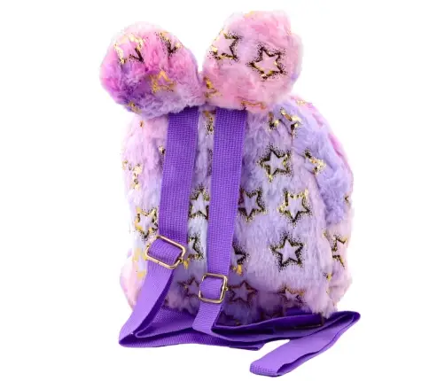 Plüschrucksack Ohren Gold Sterne Kinder Lila Rosa
