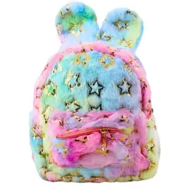 Plush Backpack Ears Gold Stars Children's Colorful 24cm