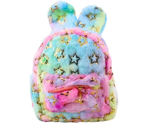 Plush Backpack Ears Gold Stars Children's Colorful 24cm
