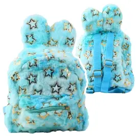 Plush Backpack Ears Gold Stars Children's Blue Plush Backpack Ears Gold Stars Children's Blue