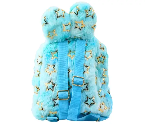 Plush Backpack Ears Gold Stars Children's Blue