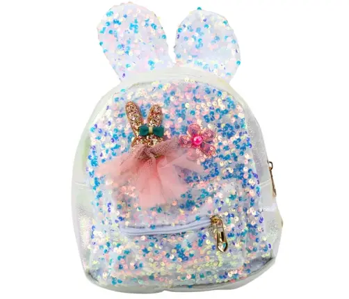 Children's Backpack Sequins Rabbit Ears White 22cm 4.4L