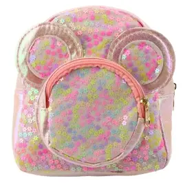 Children's Backpack With Sequins Mouse Ears Pink 22cm 3L