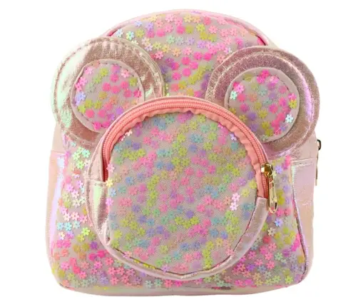 Children's Backpack With Sequins Mouse Ears Pink 22cm 3L