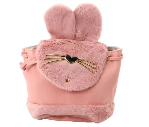 Children's Backpack Plush Ears Adjustable Strap Pink